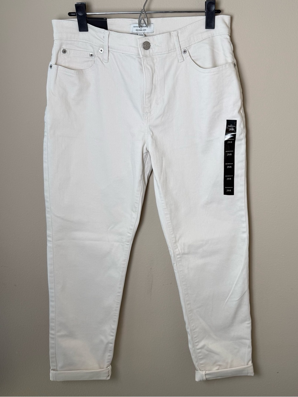 NWT Banana Republic Factory Girlfriend Jeans Womens 29/8 Ecru Cream Denim Pants